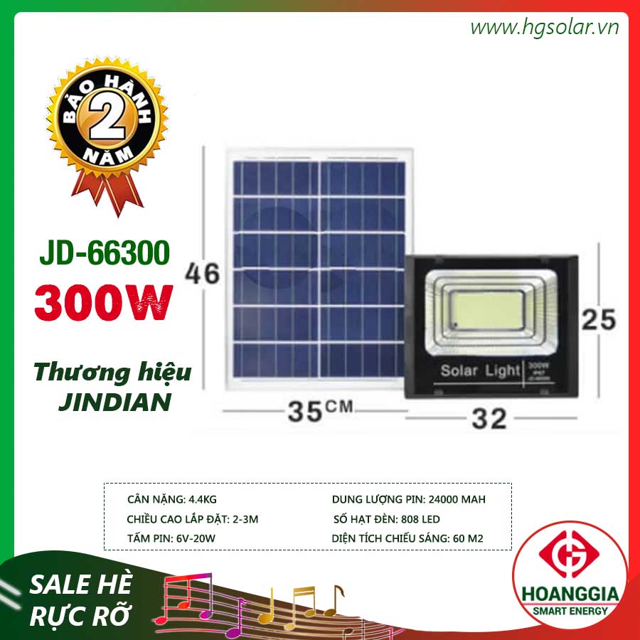 Đèn led pha năng lượng mặt trời JD-ABS300