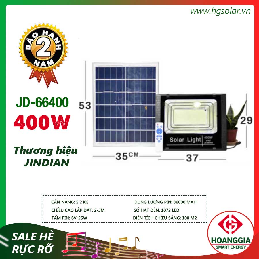 Đèn led pha năng lượng mặt trời JD-ABS400