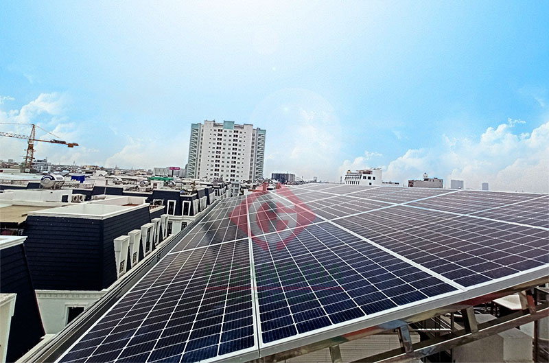 Lắp đặt hệ thống điện mặt trời hoà lưới bám tải 10kW 3 pha tại Hoàng Huy Hải Phòng