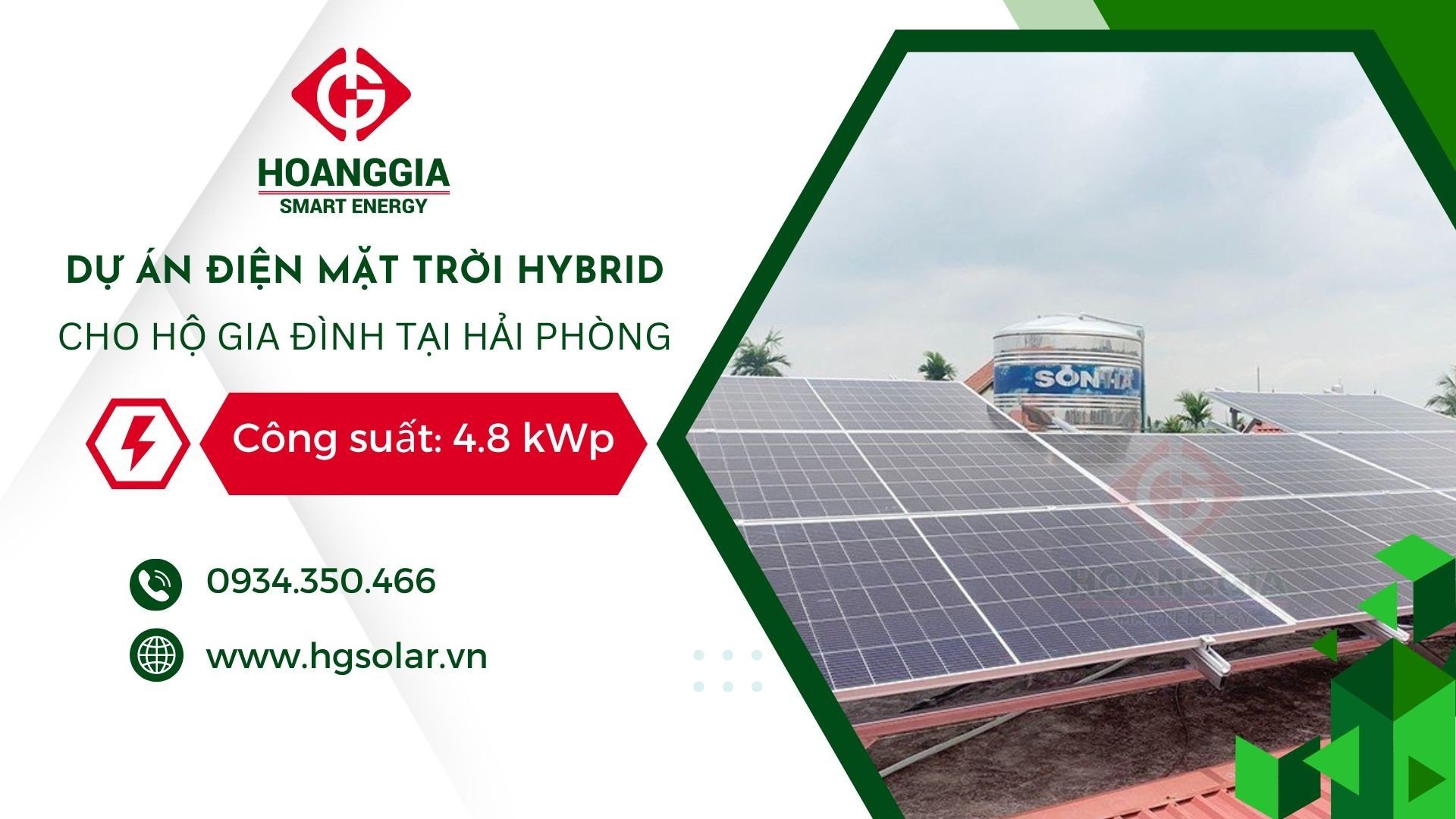 Lắp đặt hệ thống điện mặt trời lưu trữ hybrid 4,8kwp tại Hải Phòng