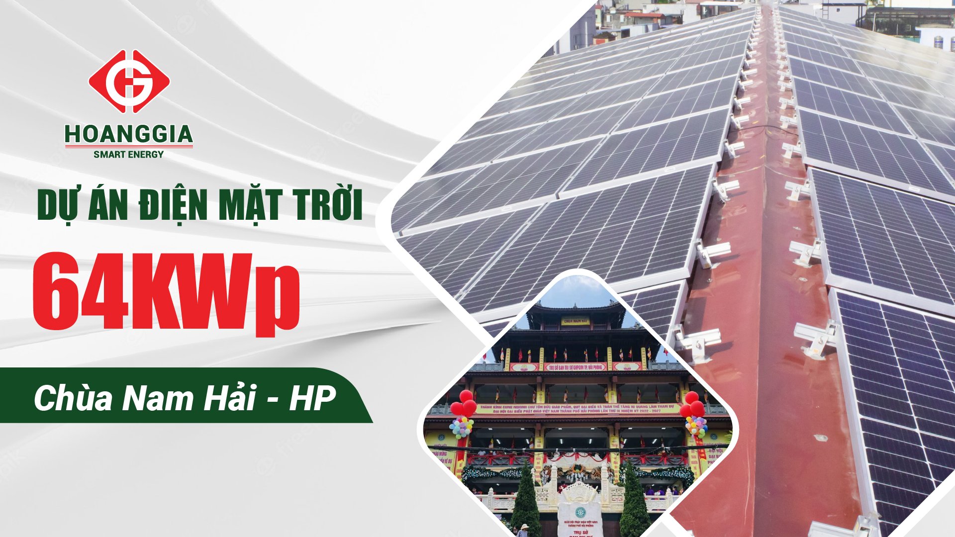 Dự án điện mặt trời hòa lưới bám tải tại Chùa Nam Hải- Hải Phòng