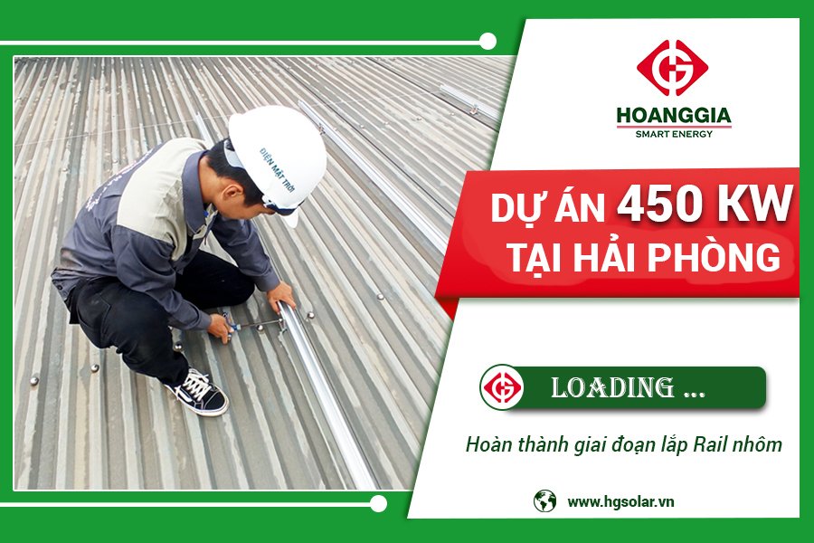Hoàn thành giai đoạn lắp khung rail nhôm cho hệ thống điện mặt trời 450kwp tại Hải Phòng